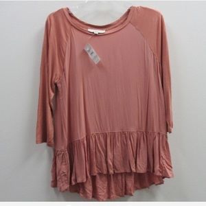 Ann Taylor Loft Blush Pink Ruffle Hem Top NWT